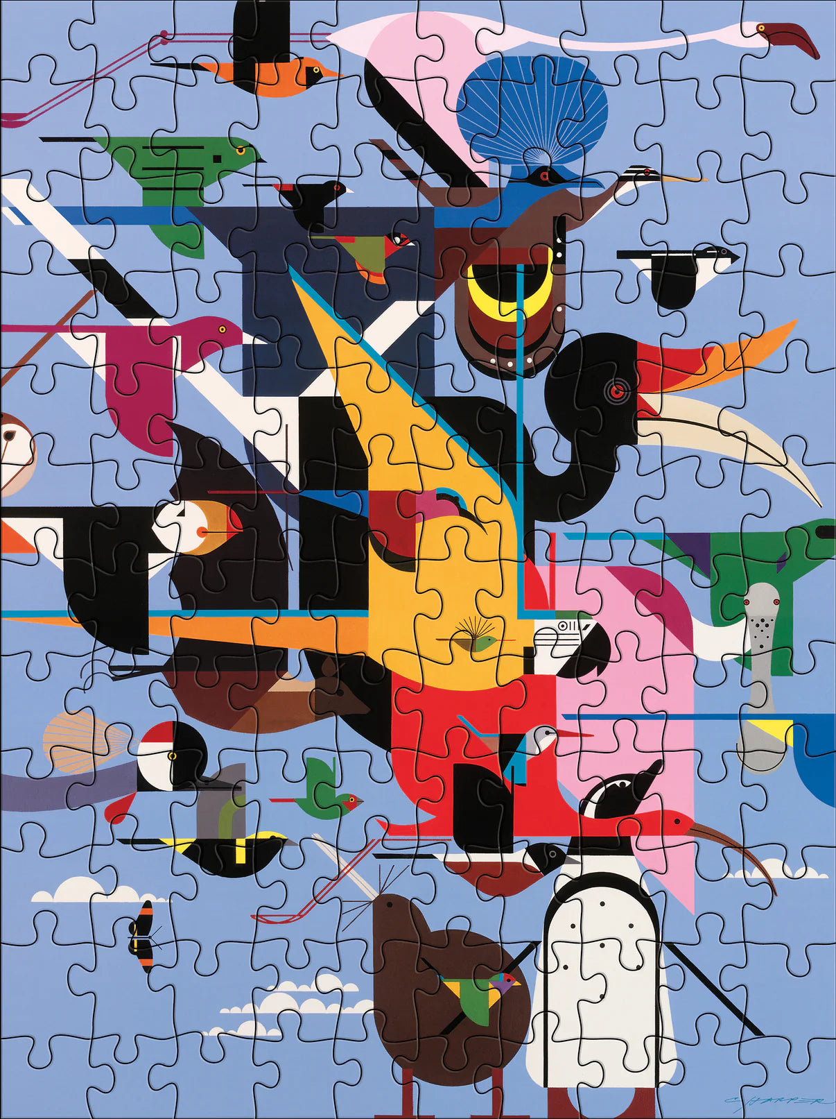 Pomegranate, Charley Harper 120-Piece Double-Sided Jigsaw Puzzle Set