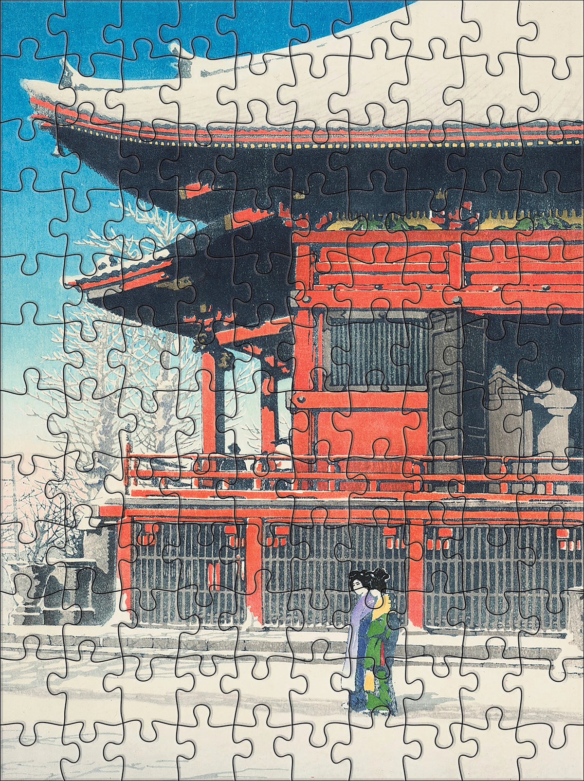 Pomegranate, Kawase Hasui: Snowfall 120-Piece Double-Sided Jigsaw Puzzle Set