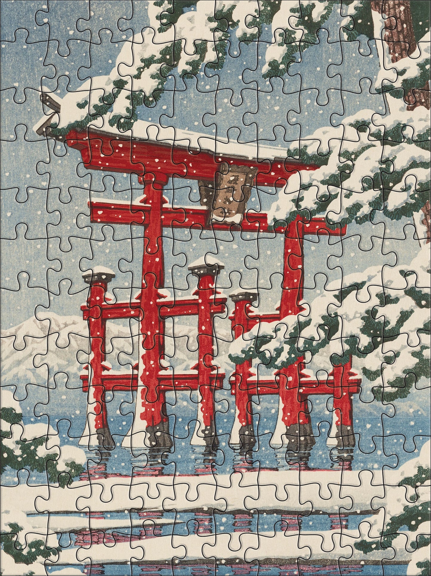 Pomegranate, Kawase Hasui: Snowfall 120-Piece Double-Sided Jigsaw Puzzle Set