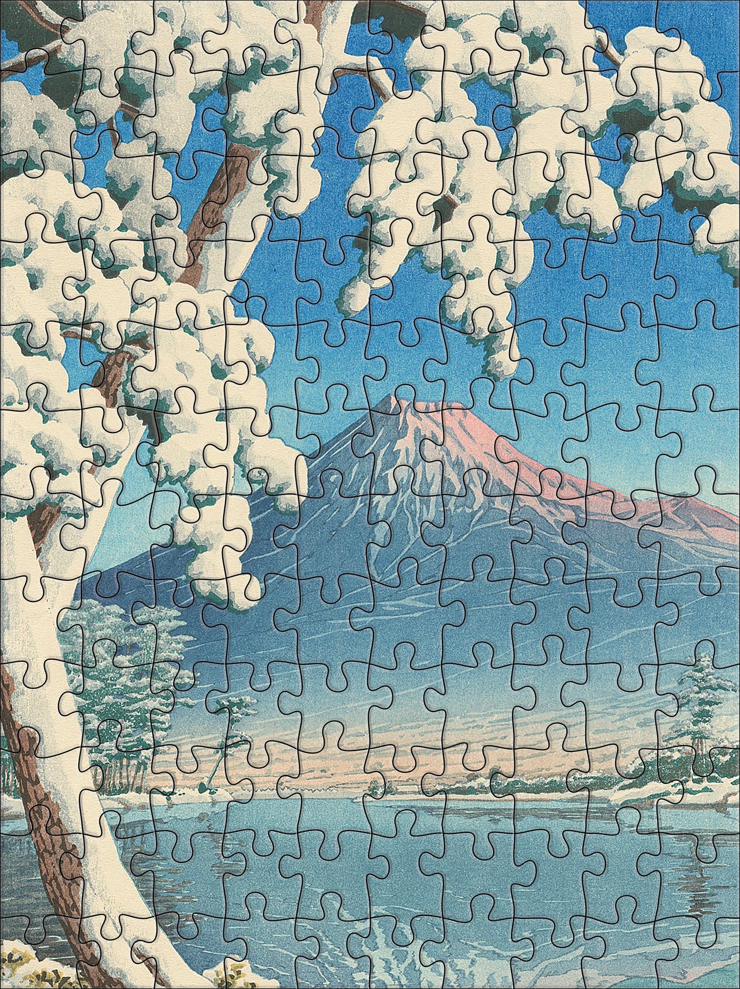Pomegranate, Kawase Hasui: Snowfall 120-Piece Double-Sided Jigsaw Puzzle Set