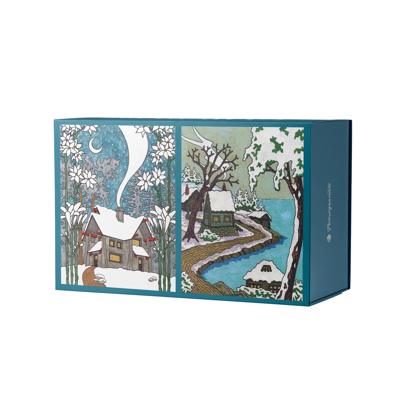 Pomegranate, CJ Hurley: Snowy Cabins 120-Piece Double-Sided Jigsaw Puzzle Set