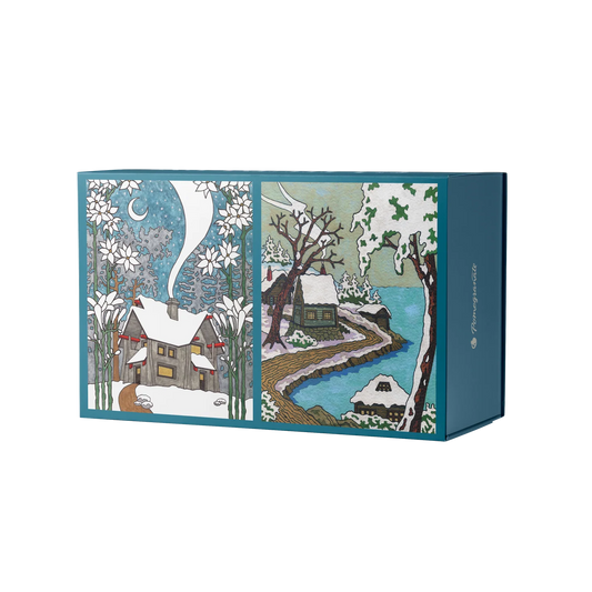 Pomegranate, CJ Hurley: Snowy Cabins 120-Piece Double-Sided Jigsaw Puzzle Set
