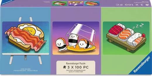 RAVENSBURGER Kawaii Breakfast, Lunch & Dinner 3x100pc Mini Puzzle