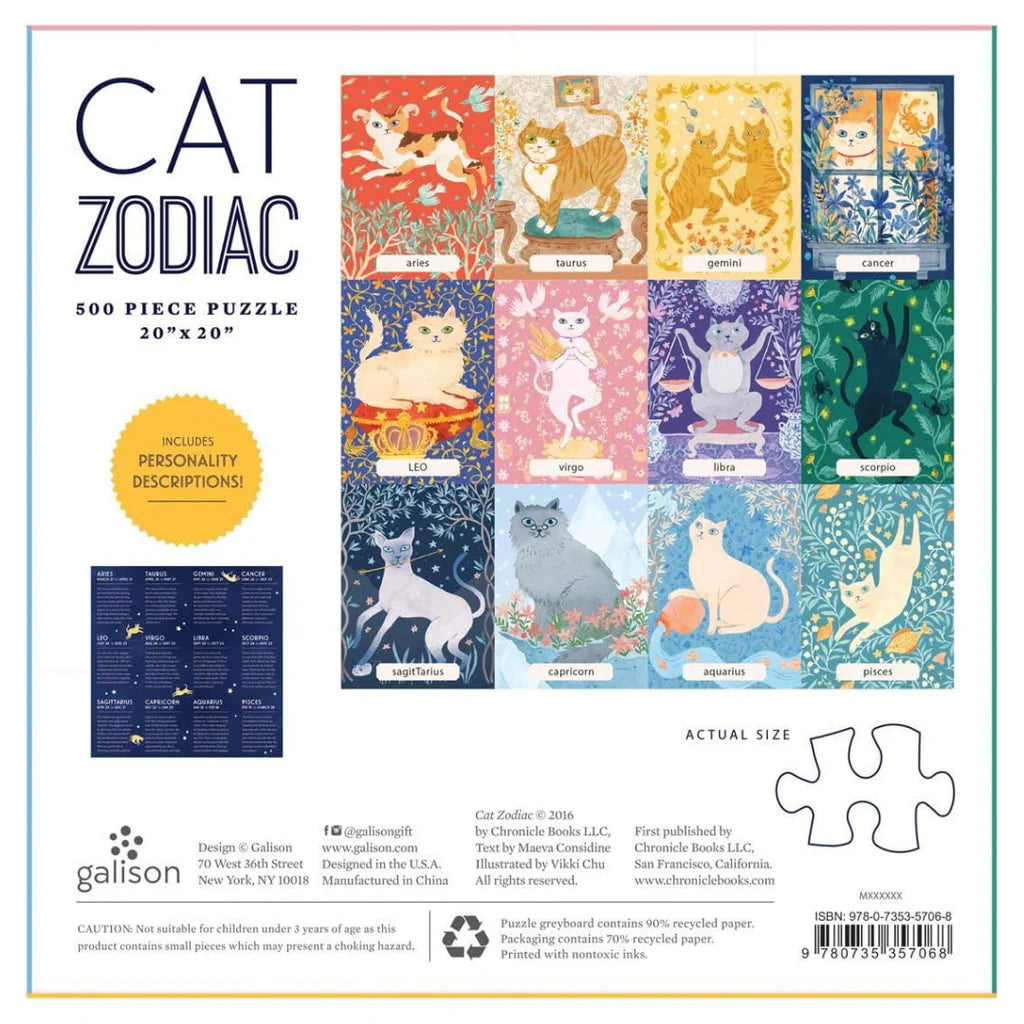 GALISON Cat Zodiac 500 Piece Puzzle