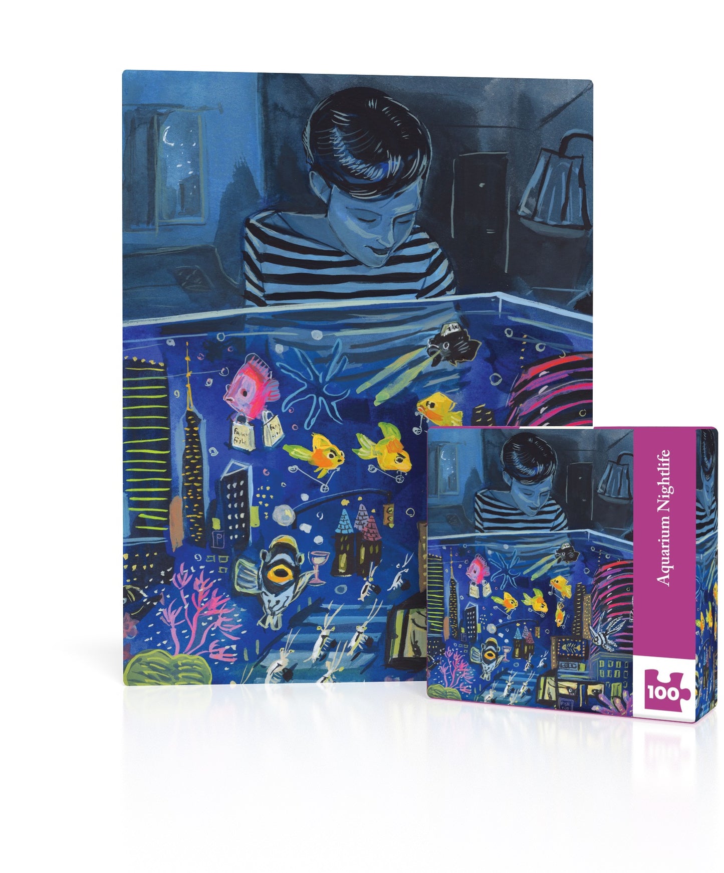 NEW YORK PUZZLE COMPANY, Aquarium Nightlife Mini 100 Piece Mini Puzzle, 100 pcs