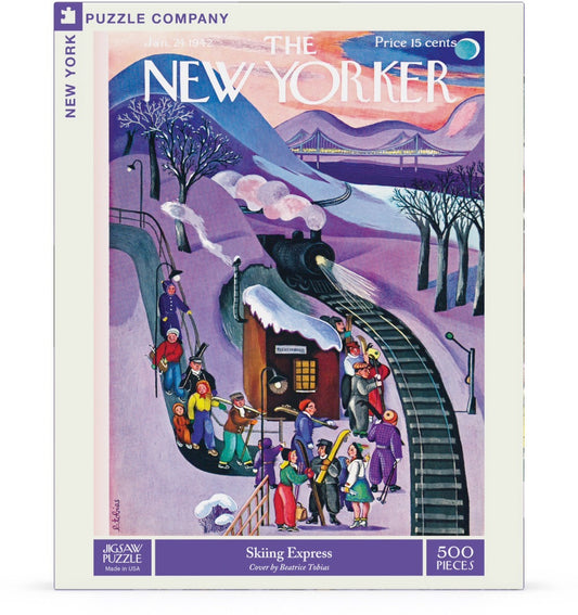 NEW YORK PUZZLE COMPANY, THE NEW YORKER, Skiing Express, 500 pcs, (Jan 24, 1942)