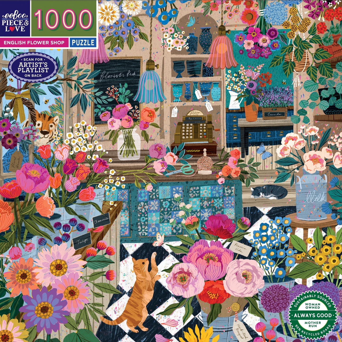 eeBoo English Flower Shop 1000 Piece Puzzle
