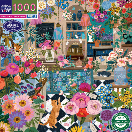 eeBoo English Flower Shop 1000 Piece Puzzle