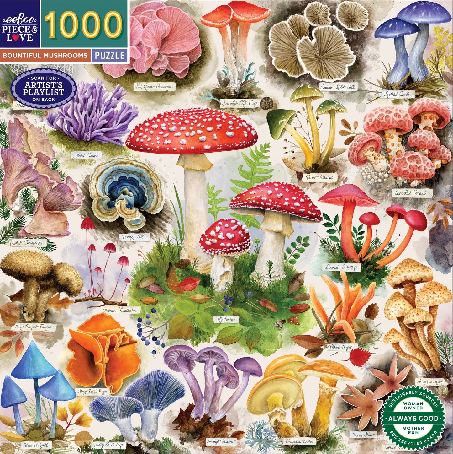 eeBoo Bountiful Mushrooms 1000 Piece Puzzle