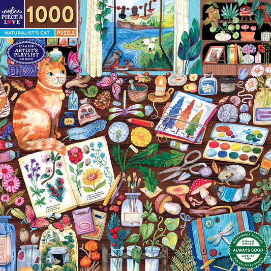 eeBoo Naturalist's Cat 1000 Piece Puzzle