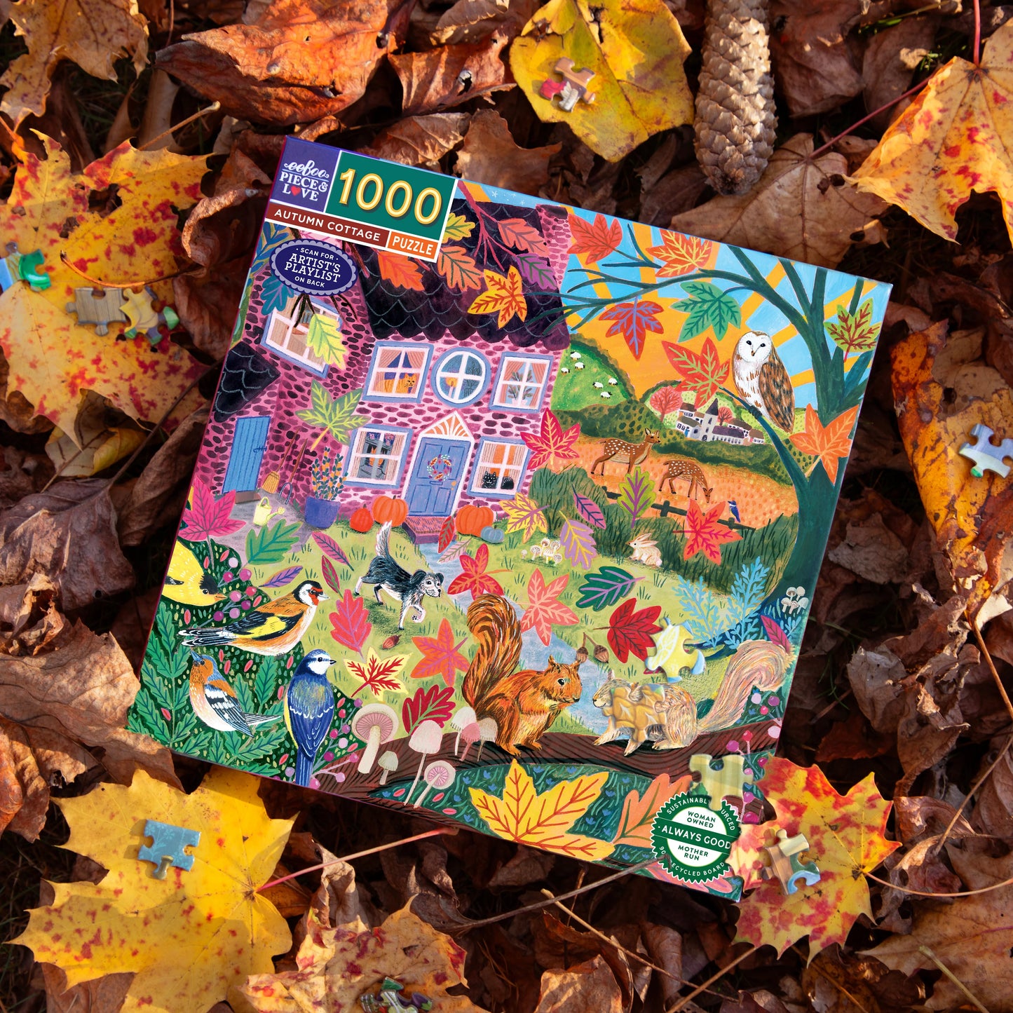 eeBoo Autumn Cottage 1000 Piece Puzzle