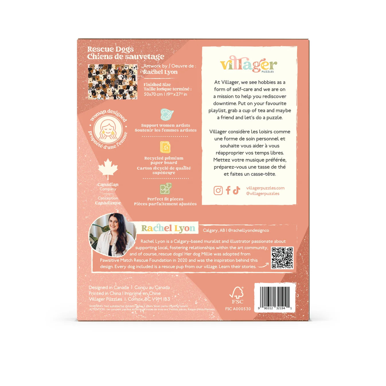 VILLAGER Rescue Dogs | 1000-Piece Puzzle for Adults | Designed in Canada by Rachel Lyon
