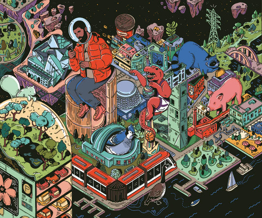 MANGO PUZZLES Space Jam Toronto | 1000-piece Puzzle for Adults | Artwork by Kathleen Fu