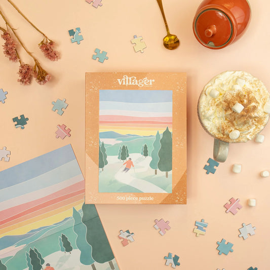 VILLAGER Sunset Ski | 500-Piece Puzzle for Adults | Designed in Canada by Maude Gervais