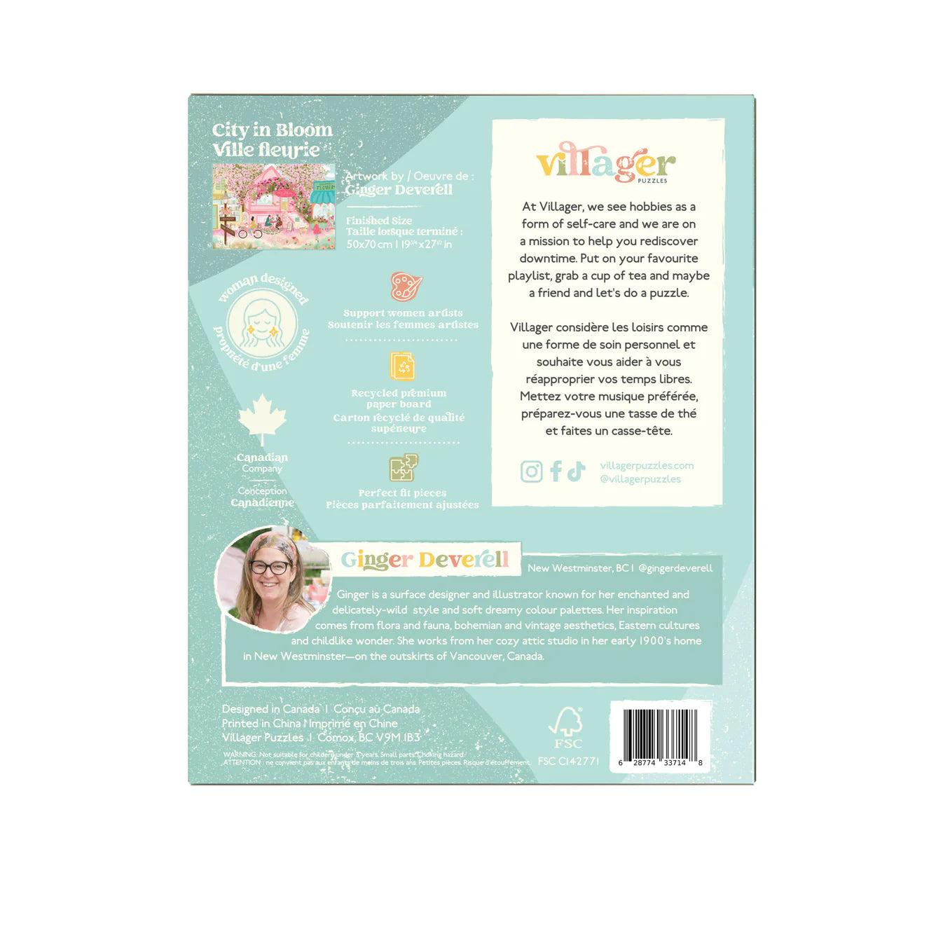 VILLAGER City in Bloom | 1000-Piece Puzzle for Adults | Designed in Canada by Ginger Deverell