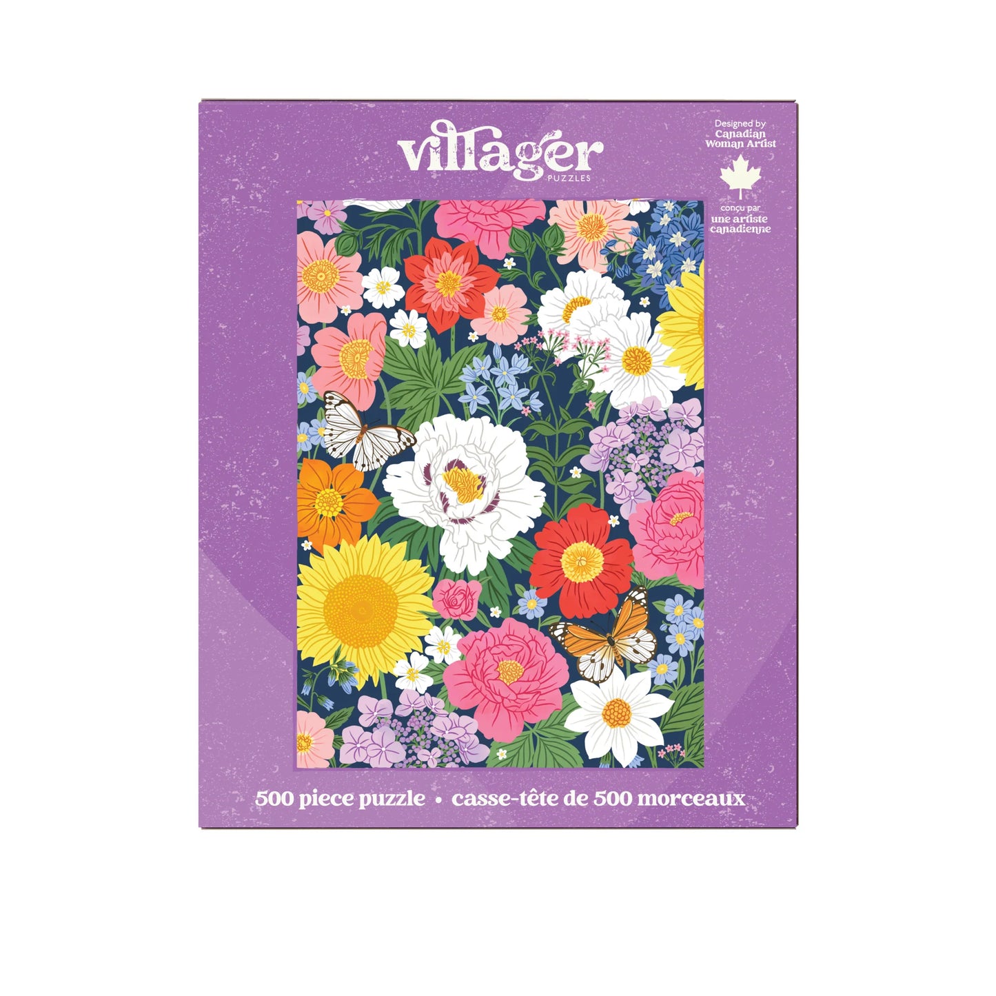 VILLAGER Midnight Blooms | 500-Piece Puzzle for Adults | Designed in Canada by Jori Pop