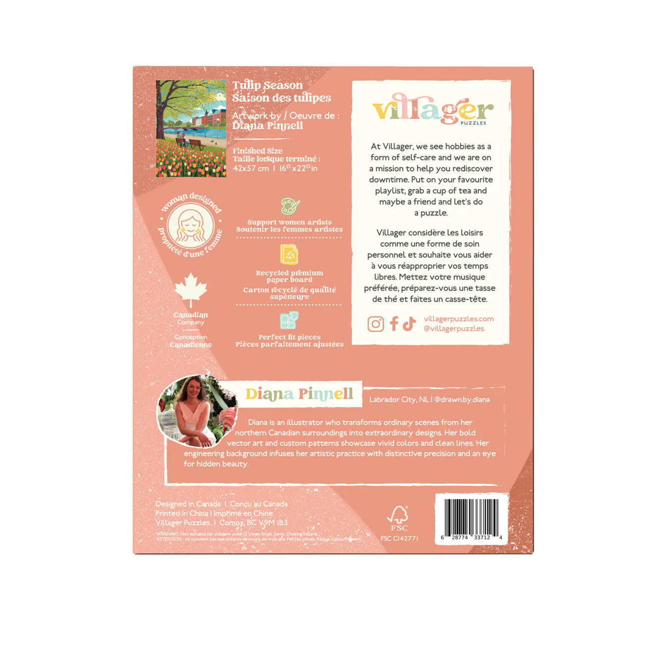 VILLAGER Tulip Season | 500-Piece Puzzle for Adults | Designed in Canada by Diana Pinnell