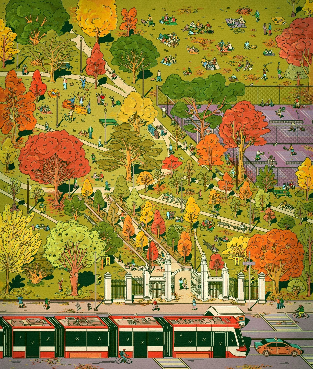 MANGO PUZZLES Trinity Bellwoods - Fall Edition | 1,000-Piece Puzzle | Artwork by Kathleen Fu