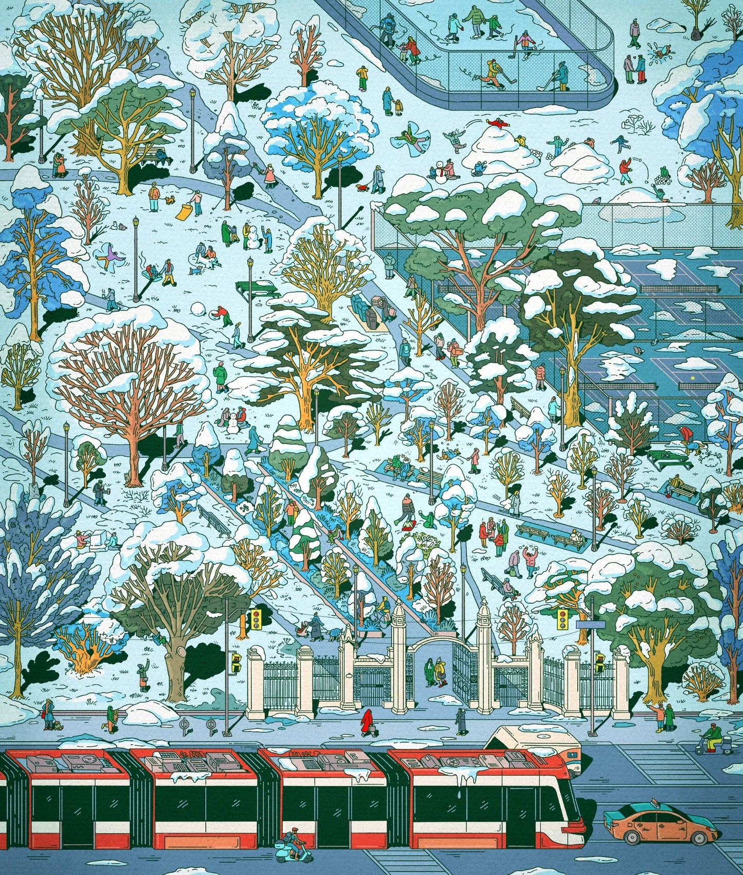 MANGO PUZZLES Trinity Bellwoods - Winter Edition | 1,000-Piece Puzzle | Artwork by Kathleen Fu