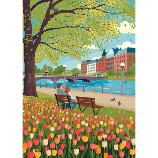 VILLAGER Tulip Season | 500-Piece Puzzle for Adults | Designed in Canada by Diana Pinnell