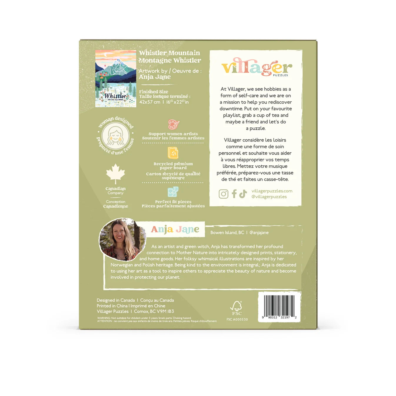 VILLAGER Whistler Mountain | 500-Piece Puzzle for Adults | Designed in Canada by Anja Jane