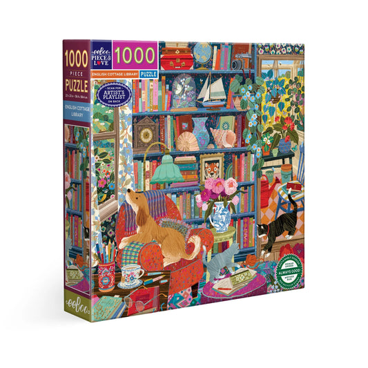 eeBoo English Cottage Library1000 Piece Puzzle