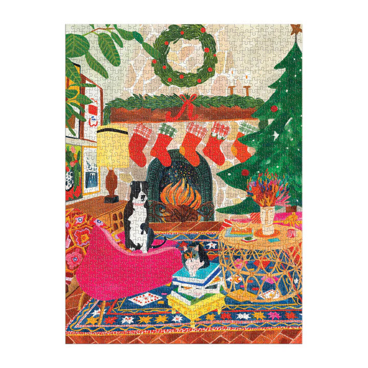 GALISON Fireside Friends 1000 Piece Puzzle in Square BoX