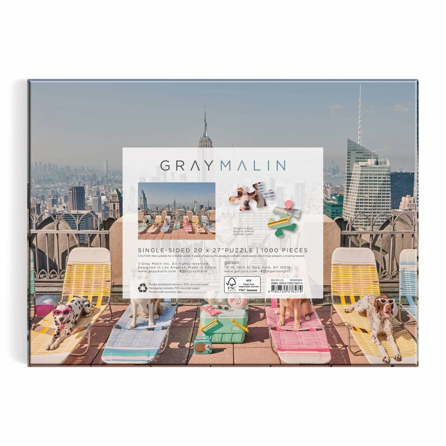 GALISON Gray Malin The Dogs of New York City 1000 Piece Puzzle