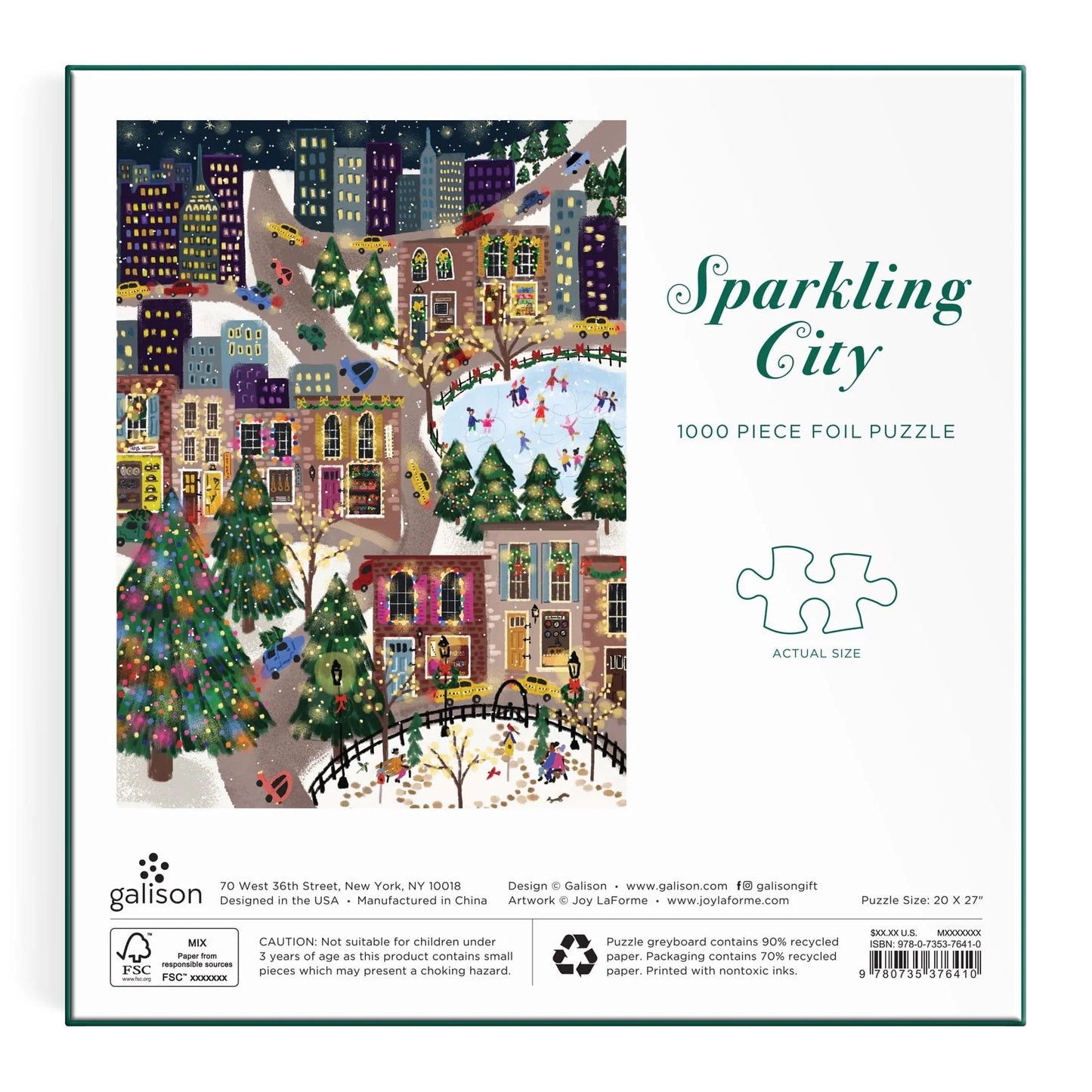 GALISON Joy Laforme Sparkling City 1000 Piece Foil Puzzle In a Square Box