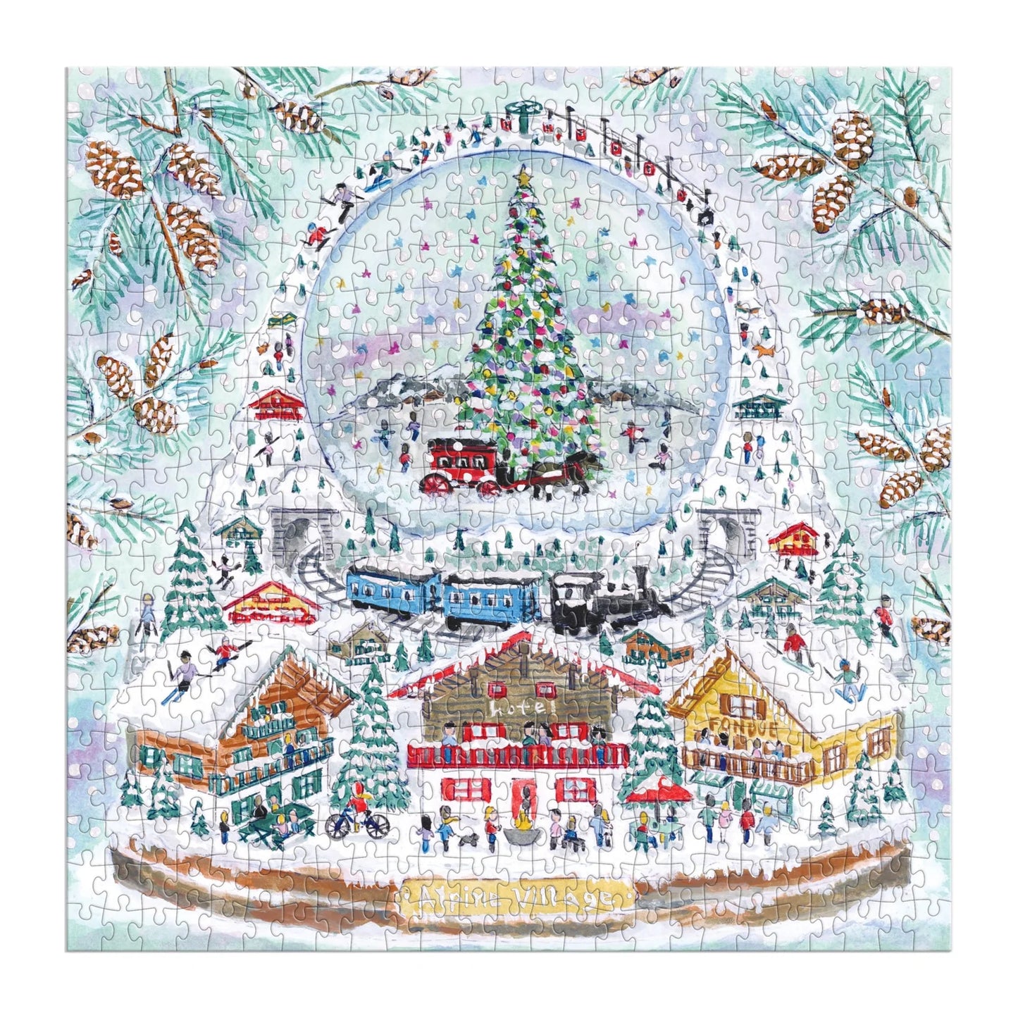 GALISON Michael Storrings Alpine Village Snowglobe 500 Piece Foil Puzzle
