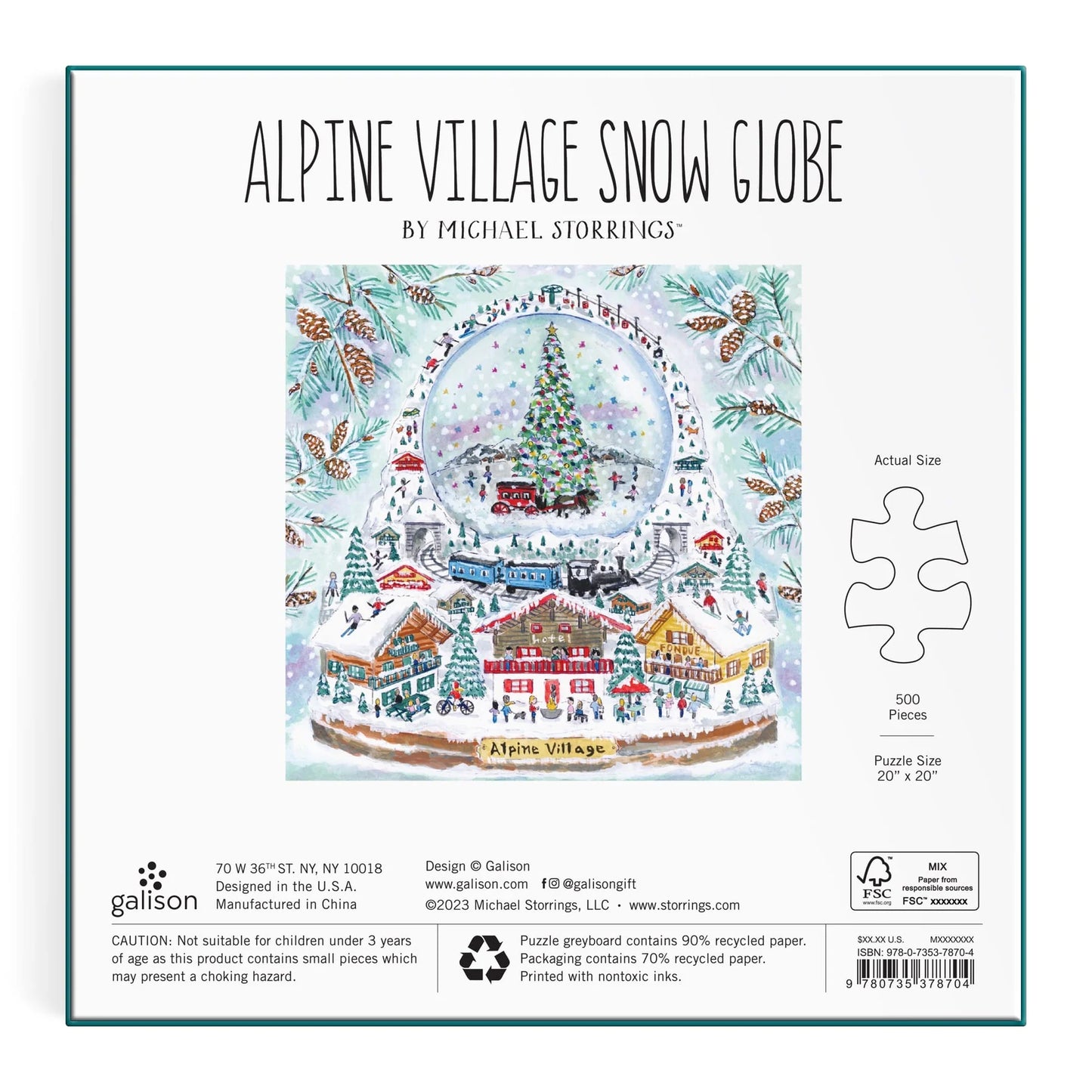 GALISON Michael Storrings Alpine Village Snowglobe 500 Piece Foil Puzzle