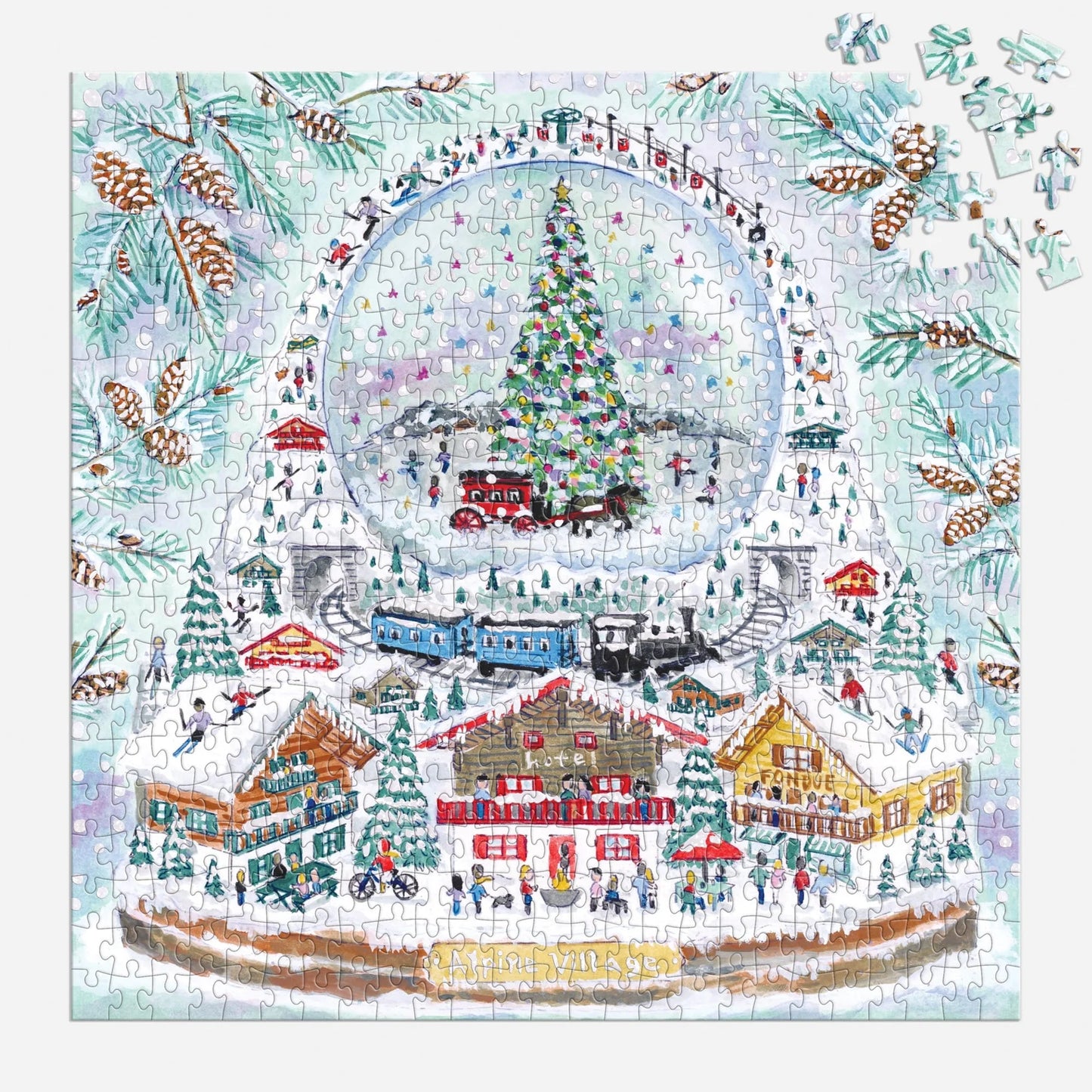 GALISON Michael Storrings Alpine Village Snowglobe 500 Piece Foil Puzzle