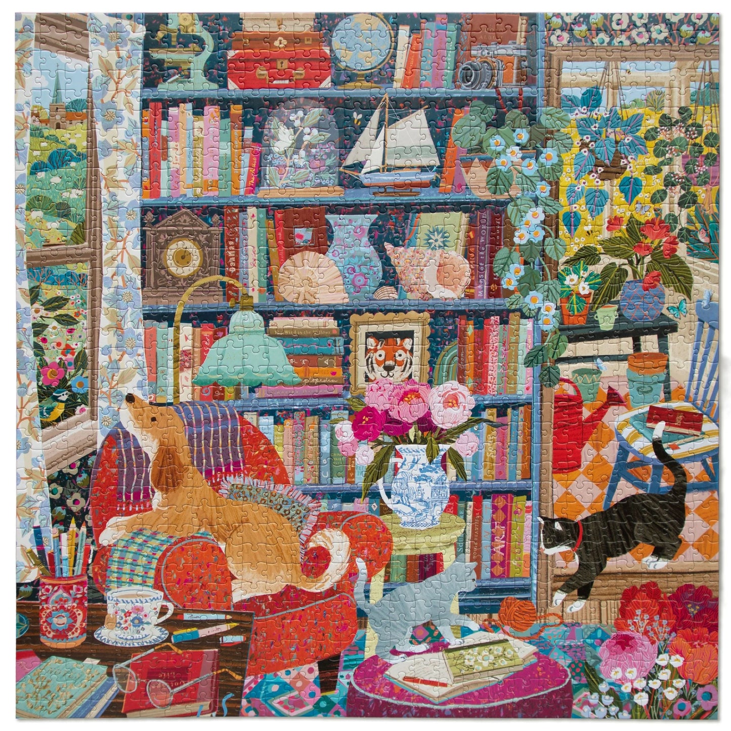 eeBoo English Cottage Library1000 Piece Puzzle