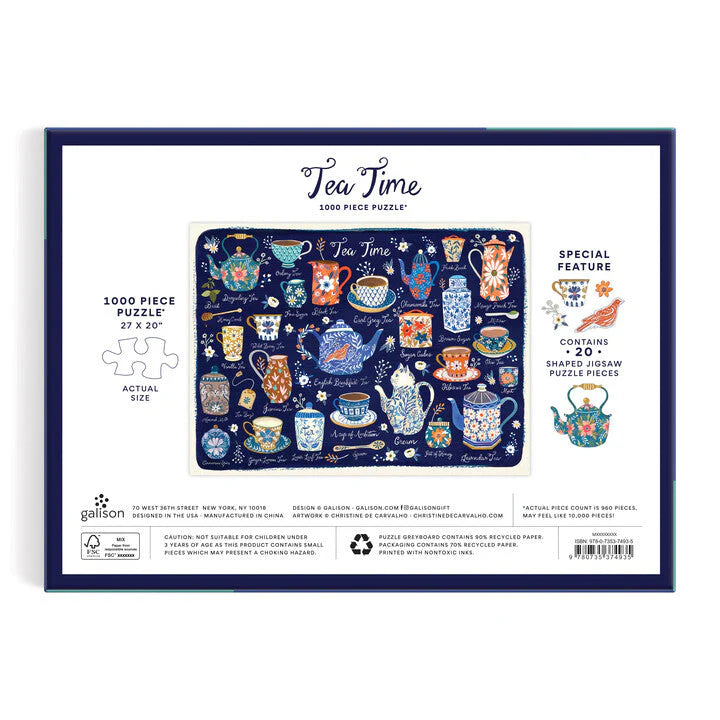 GALISON Tea Time 1000 Piece Puzzle with Shaped Pieces
