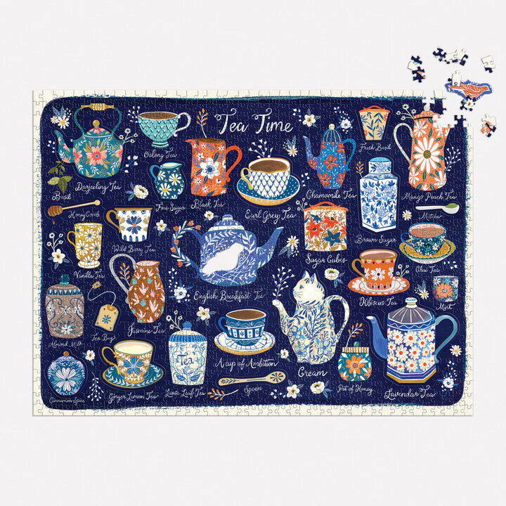 GALISON Tea Time 1000 Piece Puzzle with Shaped Pieces