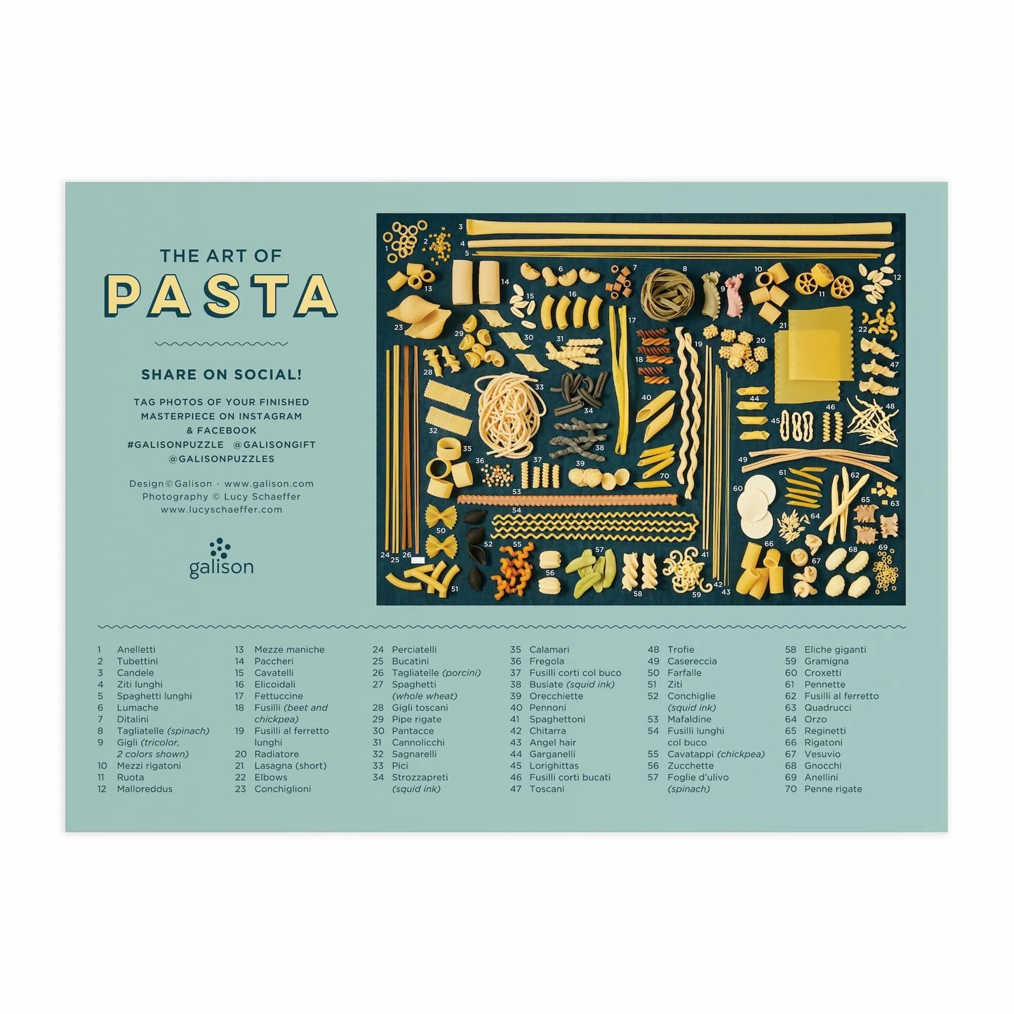 GALISON The Art of Pasta 1000 Piece Puzzle with Shaped Pieces