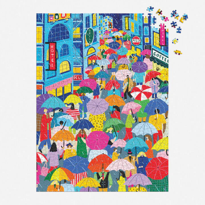 GALISON Umbrella Lane 1000 Piece Puzzle in Square Box